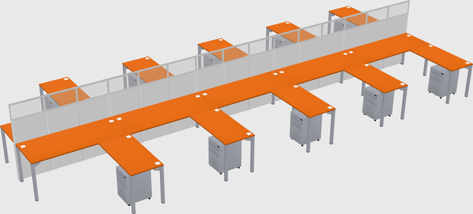 Shared l-shape cubicle