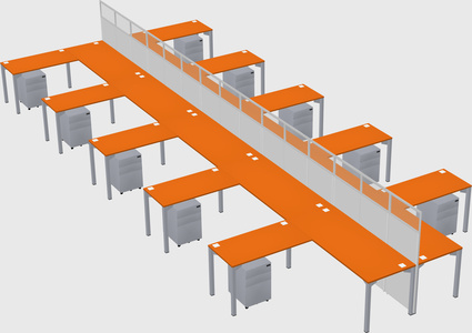 Shared l-shape cubicle