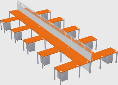 Shared l-shape cubicle