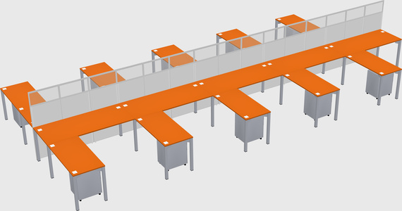 Shared l-shape cubicle