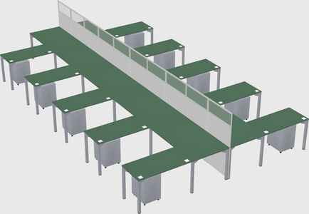 Shared l-shape cubicle