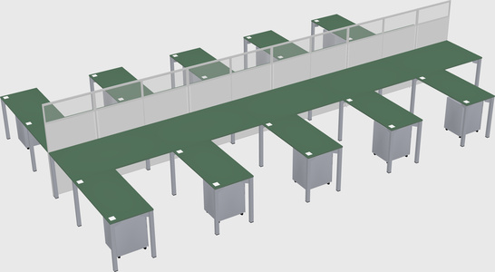 Shared l-shape cubicle