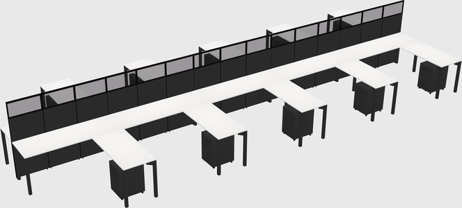 Shared l-shape cubicle