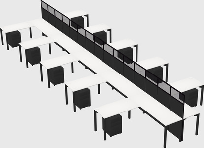 Shared l-shape cubicle