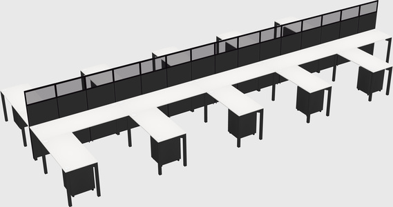 Shared l-shape cubicle