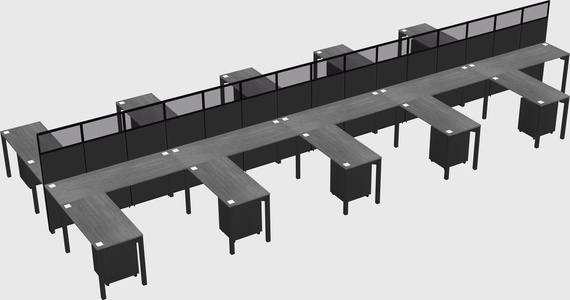 Shared l-shape cubicle