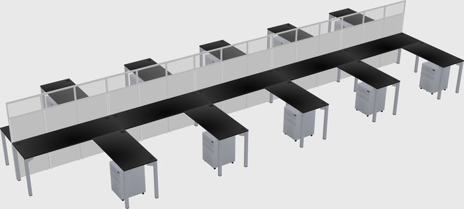 Shared l-shape cubicle