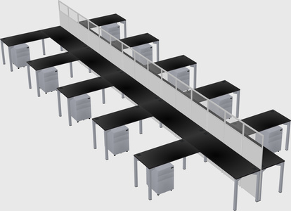 Shared l-shape cubicle