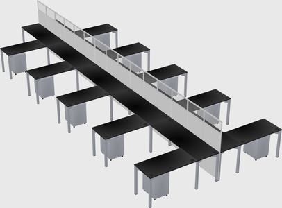 Shared l-shape cubicle