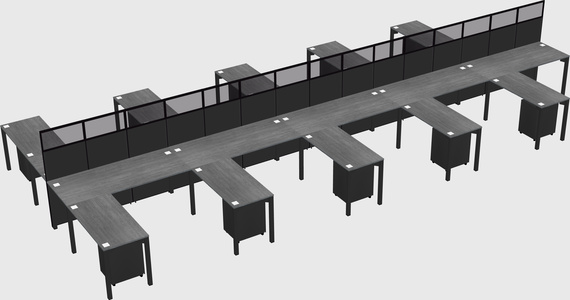 Shared l-shape cubicle