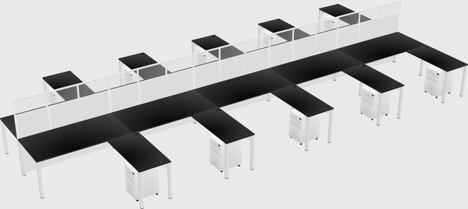Shared l-shape cubicle