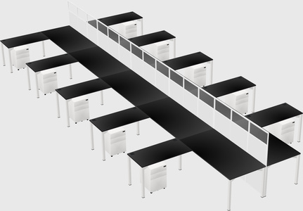 Shared l-shape cubicle