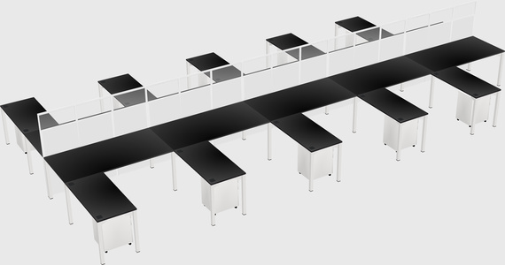 Shared l-shape cubicle