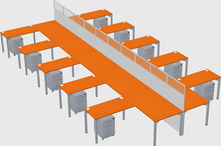 Shared l-shape cubicle