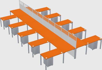 Shared l-shape cubicle