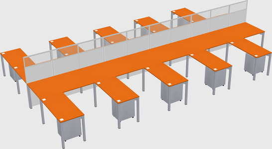 Shared l-shape cubicle