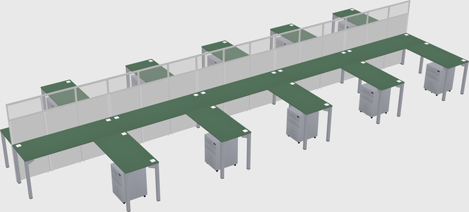 Shared l-shape cubicle