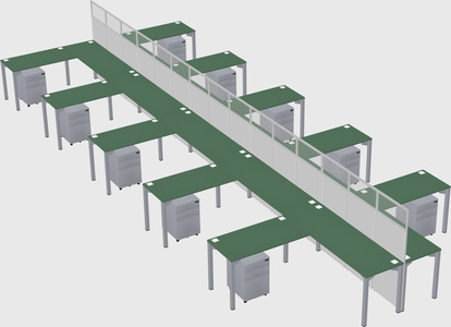 Shared l-shape cubicle