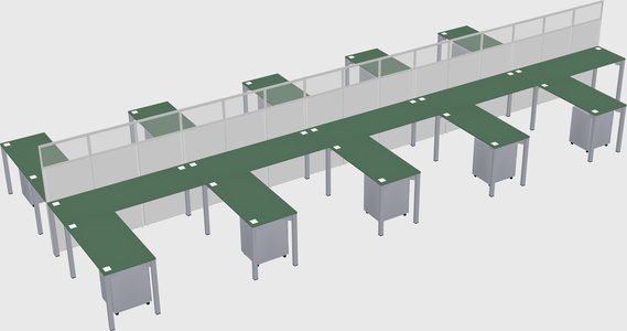 Shared l-shape cubicle