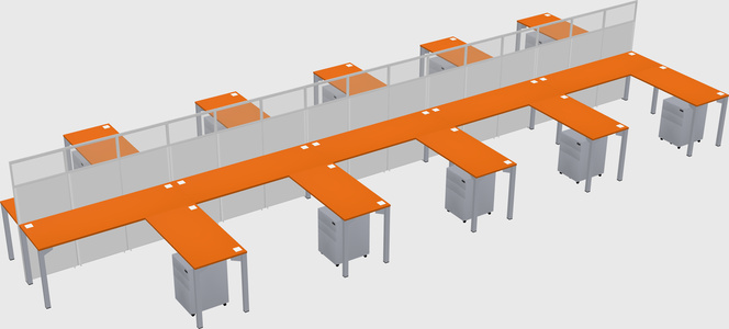 Shared l-shape cubicle