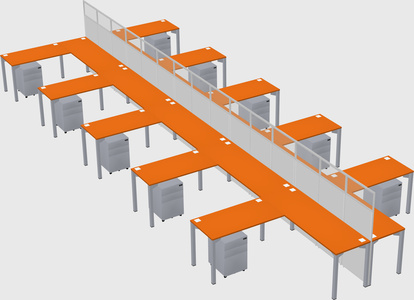 Shared l-shape cubicle