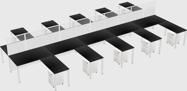 Shared l-shape cubicle