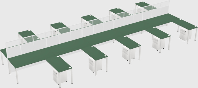 Shared l-shape cubicle