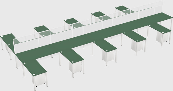 Shared l-shape cubicle