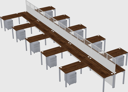 Shared l-shape cubicle