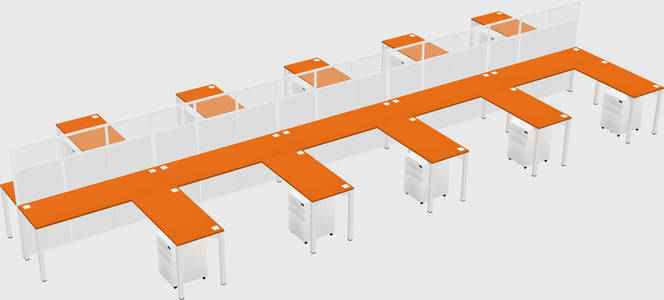 Shared l-shape cubicle