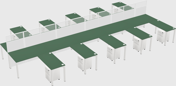 Shared l-shape cubicle