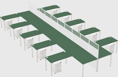 Shared l-shape cubicle