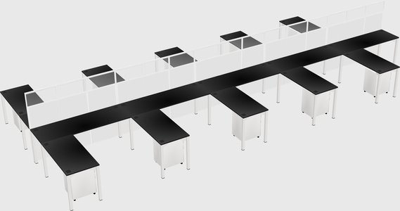 Shared l-shape cubicle