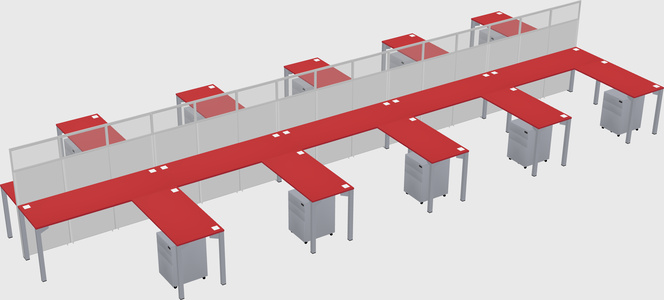 Shared l-shape cubicle
