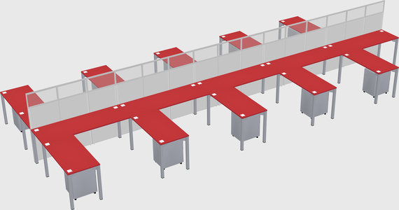 Shared l-shape cubicle