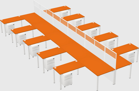 Shared l-shape cubicle
