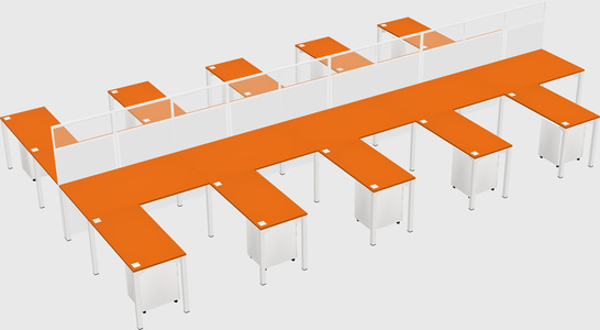 Shared l-shape cubicle