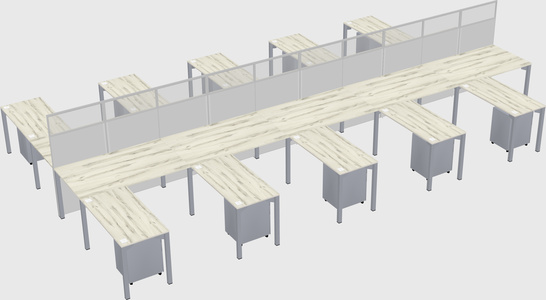 Shared l-shape cubicle