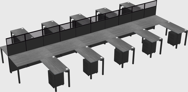 Shared l-shape cubicle