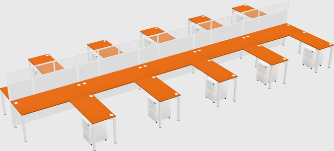 Shared l-shape cubicle