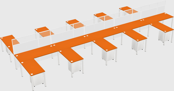 Shared l-shape cubicle