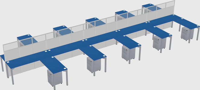 Shared l-shape cubicle