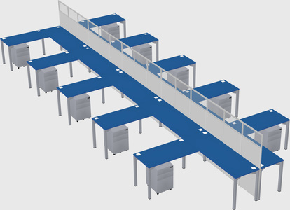 Shared l-shape cubicle
