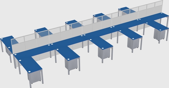Shared l-shape cubicle