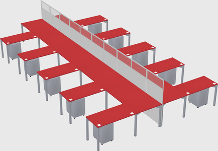 Shared l-shape cubicle