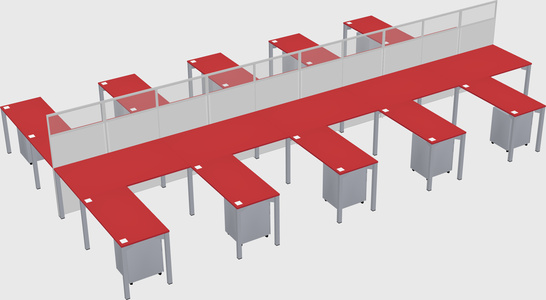 Shared l-shape cubicle