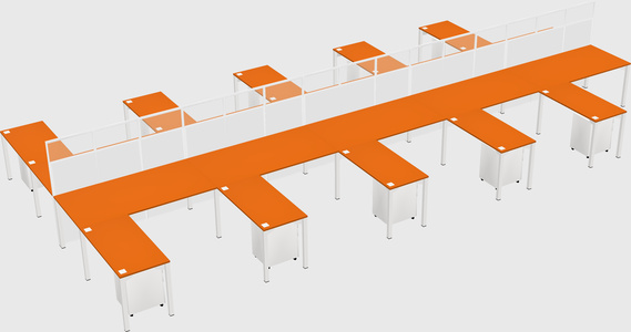 Shared l-shape cubicle