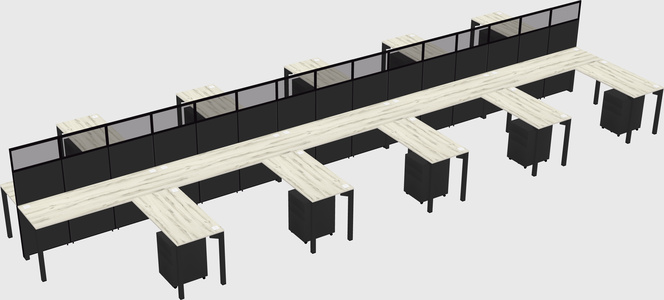 Shared l-shape cubicle