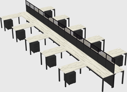 Shared l-shape cubicle