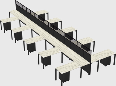 Shared l-shape cubicle